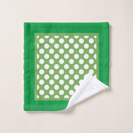 Witte pooldots op groen bad handdoek (Wasdoekje)