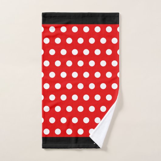 Witte pooldots op rood en zwart bad handdoek (Handdoek)