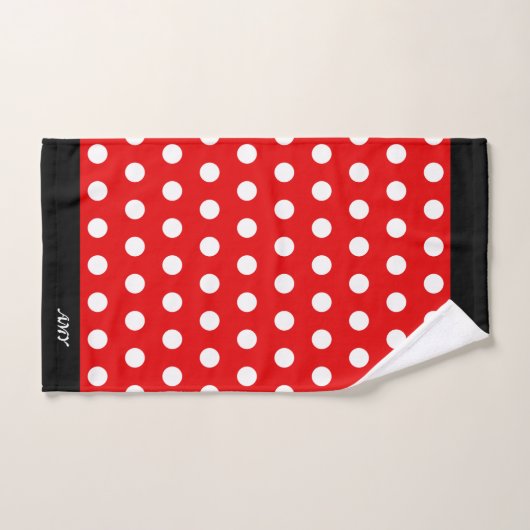 Witte pooldots op rood en zwart bad handdoek (Handdoek)