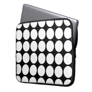 Witte pooldots op zwart laptop sleeve