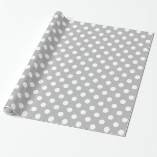 Witte poolpunten op de achtergrond van Chrome Grey Cadeaupapier