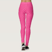 Witte poolpunten op Fuchsia-kleur Leggings (Achterkant)