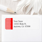 Witte poolpunten op rood label op aangepast adres (Insitu)