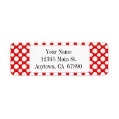 Witte poolpunten op rood label op aangepast adres (Voorkant)