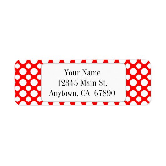 Witte poolpunten op rood label op aangepast adres (Voorkant)