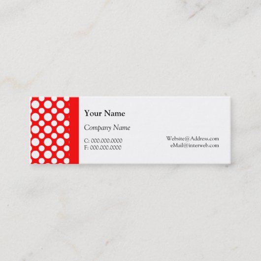 Witte poolstippen op rode Visitekaartjes (Voorkant)