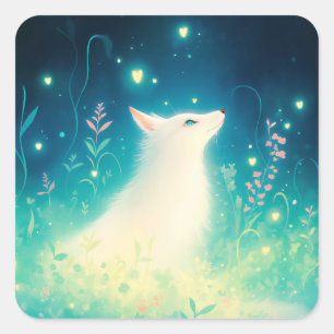Witte Poolvos in Hemelse Middennacht Botanische G Vierkante Sticker