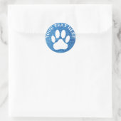 Witte Poot Print Aangepaste Tekst Blauwe Denim Pri Ronde Sticker (Tas)