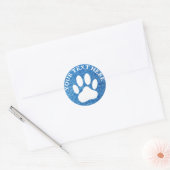 Witte Poot Print Aangepaste Tekst Blauwe Denim Pri Ronde Sticker (Envelop)