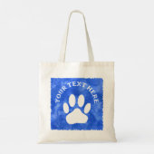 Witte Poot Print Aangepaste Tekst Blauwe Waterverf Tote Bag (Achterkant)