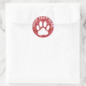 Witte Poot Print Aangepaste Tekst Rode Waterverf Ronde Sticker (Tas)