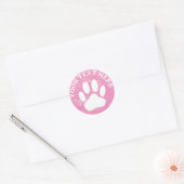 Witte Poot Print Aangepaste Tekst Roze Waterverf Ronde Sticker (Envelop)
