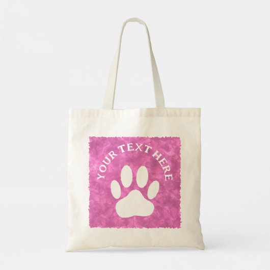 Witte Poot Print Aangepaste Tekst Roze Waterverf Tote Bag (Achterkant)