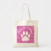 Witte Poot Print Aangepaste Tekst Roze Waterverf Tote Bag (Voorkant)