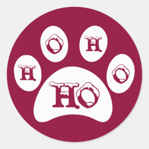 Witte poot print met sneeuw bedekt "Ho, Ho, Ho" Ronde Sticker
