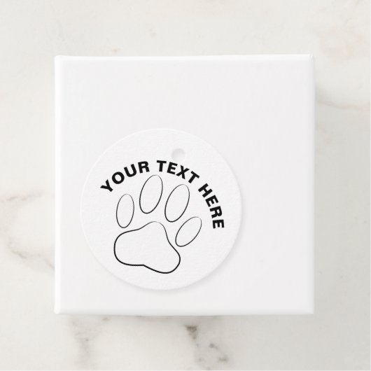 Witte pootafdruk aangepaste tekst klassieke ronde  bedankjes labels (In situ)