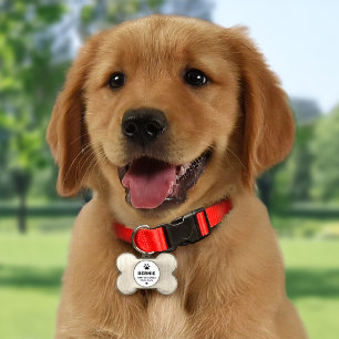 Witte pootafdruk hond bot monogram huisdieren naamplaatje