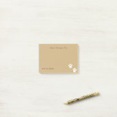 Witte pootafdruk Lichtbruin cute Post-it® Notes (Op bureau)