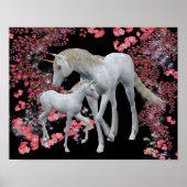 Witte Poster van Unicorn en Foal Fantasy (Voorkant)