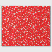 Witte posy print op rood cadeaupapier (Vlak)