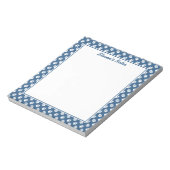 Witte poten op blauw met aangepaste tekst notitieblok (Gedraaid)