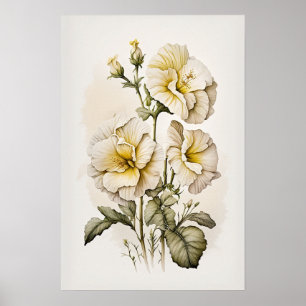 Witte Primrose Flowers Art Print Poster