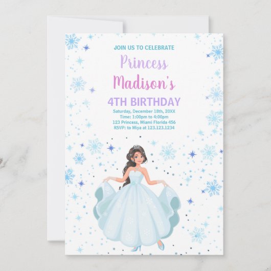 Witte Prinses Verjaardag Uitnodigingen (Voorkant)