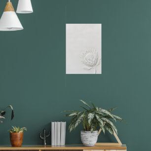 Witte Protea Botanische Lijnkunst Afdruk Minimal Poster