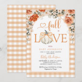 Witte Pumpkin Bow Herfst in Liefde Baby shower Kaart (Voorkant / Achterkant)