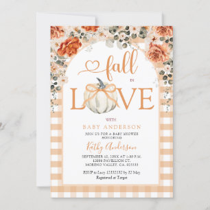 Witte Pumpkin Bow Herfst in Liefde Baby shower Kaart