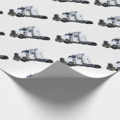 Witte punttractoraanhangwagen cadeaupapier (Hoek)