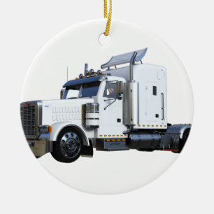Witte punttractoraanhangwagen keramisch ornament