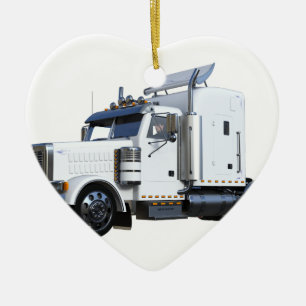 Witte punttractoraanhangwagen keramisch ornament