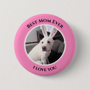 Witte puppy dog met paasmaaltijd ronde button 5,7 cm