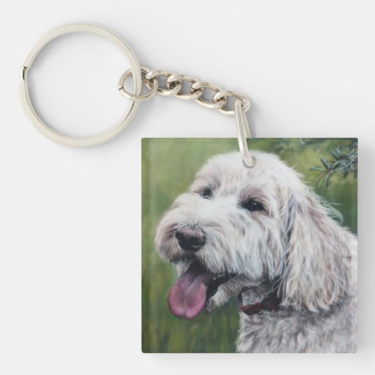 Witte puppy Goldendoedel Sleutelhanger (voorkant)