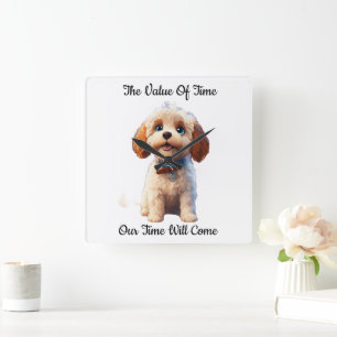 Witte Puppy Hondenliefhebber Gift Schattigee Dog D Vierkante Klok