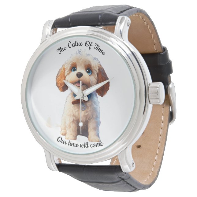 Witte Puppy Klok Ontwerp Schattigee Hond - Horloge (Gekanteld)