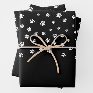 Witte Puppy Paw Print Patroon Aangepast Inpakpapier Vel