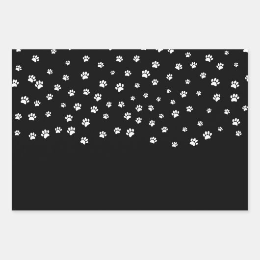 Witte Puppy Paw Print Patroon Aangepast Inpakpapier Vel (Voorkant)