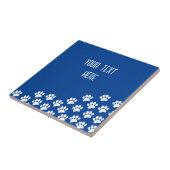 Witte Puppy Paw Prints met aangepaste tekst blauw Tegeltje (Zijkant)