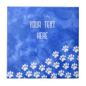 Witte Puppy Paw Prints Waterverf Aangepaste tekst Tegeltje (Voorkant)