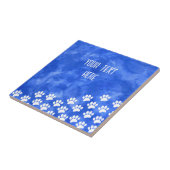 Witte Puppy Paw Prints Waterverf Aangepaste tekst Tegeltje (Zijkant)