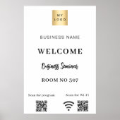 Witte QR code business logo seminarruimte wifi Poster (Voorkant)
