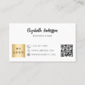 Witte qr code corporate logo merkkleur klantenkaartje (Achterkant)