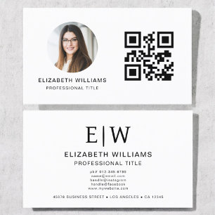 Witte QR-code fotomonogram minimalistisch Visitekaartje