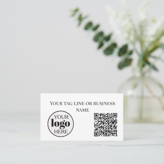 Witte QR-code Logo Simple Visitekaartje (Staand voorkant)