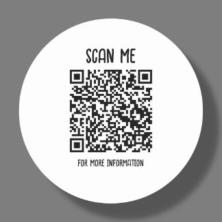 Witte QR-code scannen voor meer informatie Ronde Sticker