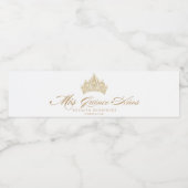 Witte Quinceanera Gouden Elegante Tiara Waterfles Etiket (Enkel label)