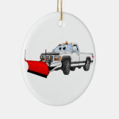 Witte R Pick Up Sneeuwploeg Cartoon Keramisch Ornament (Rechts)