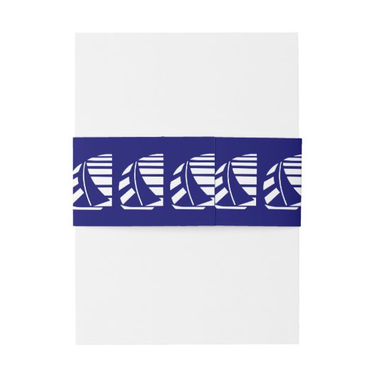 Witte Racing Zeilboten op Blauwe Uitnodigingsbande Uitnodigingen Wikkel (Achterkant Voorbeeld)